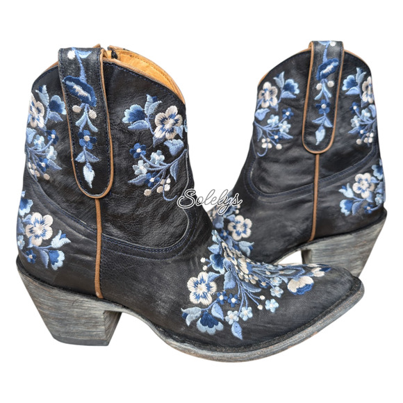 Old Gringo Sora Country Blue Floral Embroidered Leather Cowgirl Ankle Boot 7.5B - Picture 11 of 11